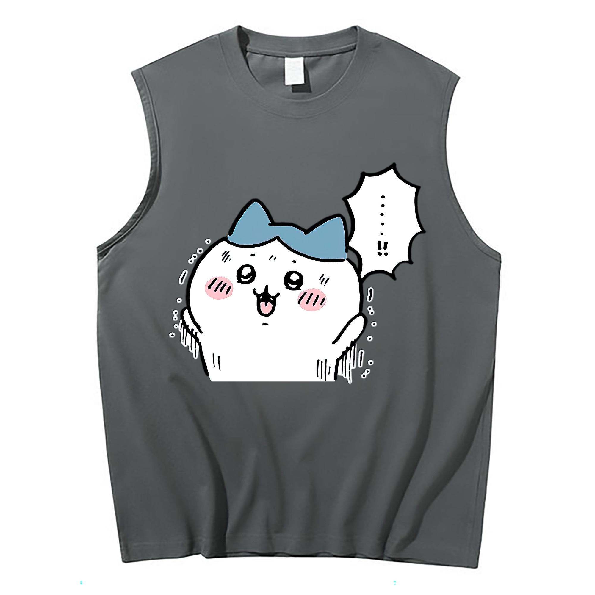 （画像用） ちいかわ ハチワレ Chii-kawa hachiware コットン100％タンクトップ（フロントプリント）